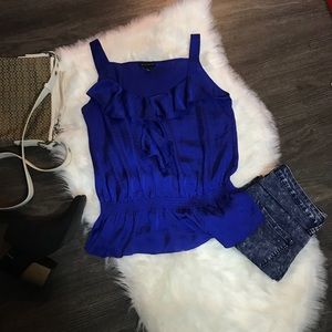 Stunning royal blue ruffled blouse - sleeveless